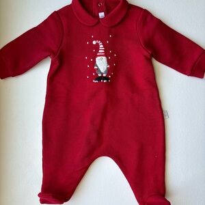 Il Gufo Red Baby Footie with Gnome Design